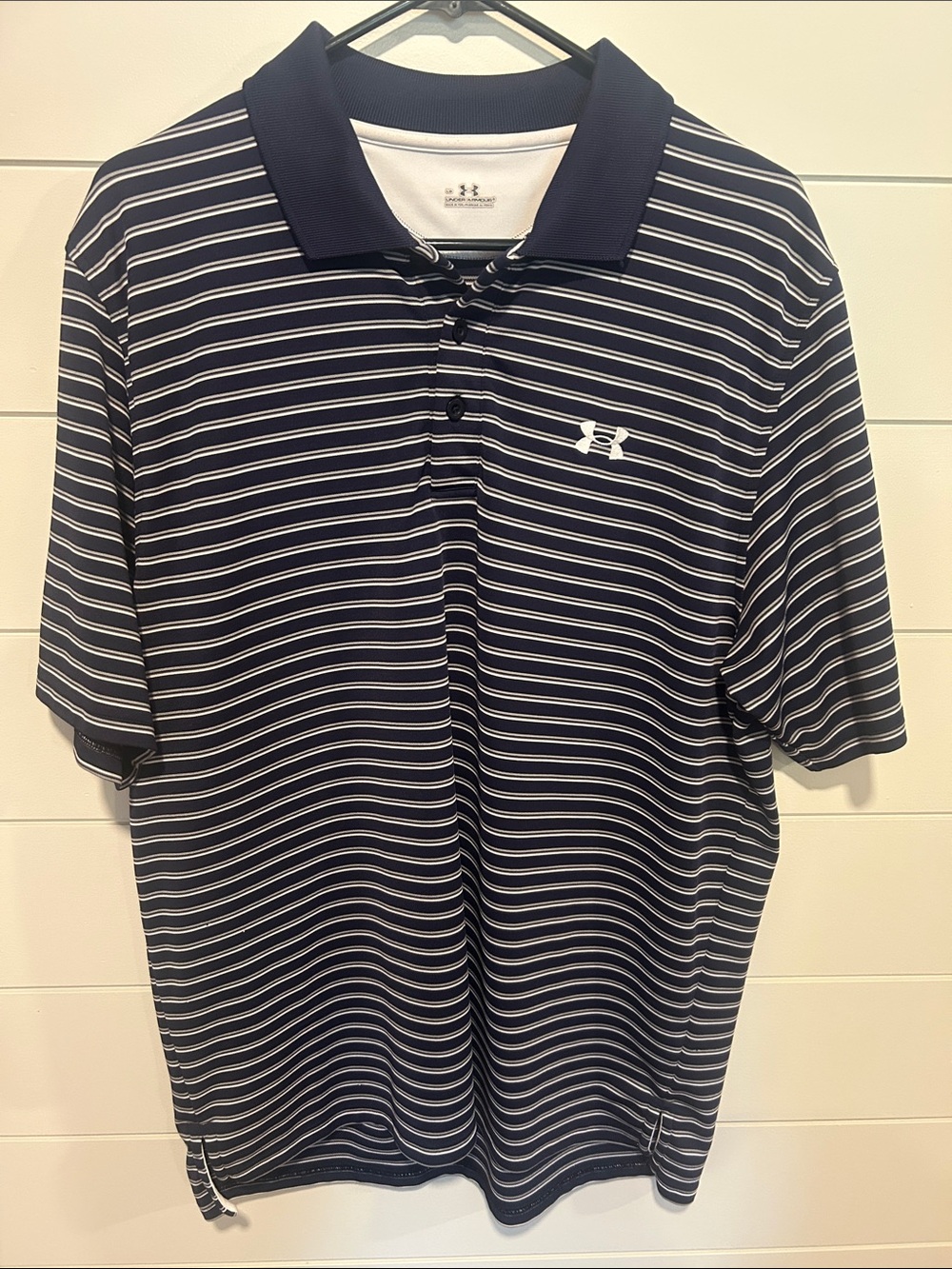 Under Armour Navy and White & Gray Striped Polo